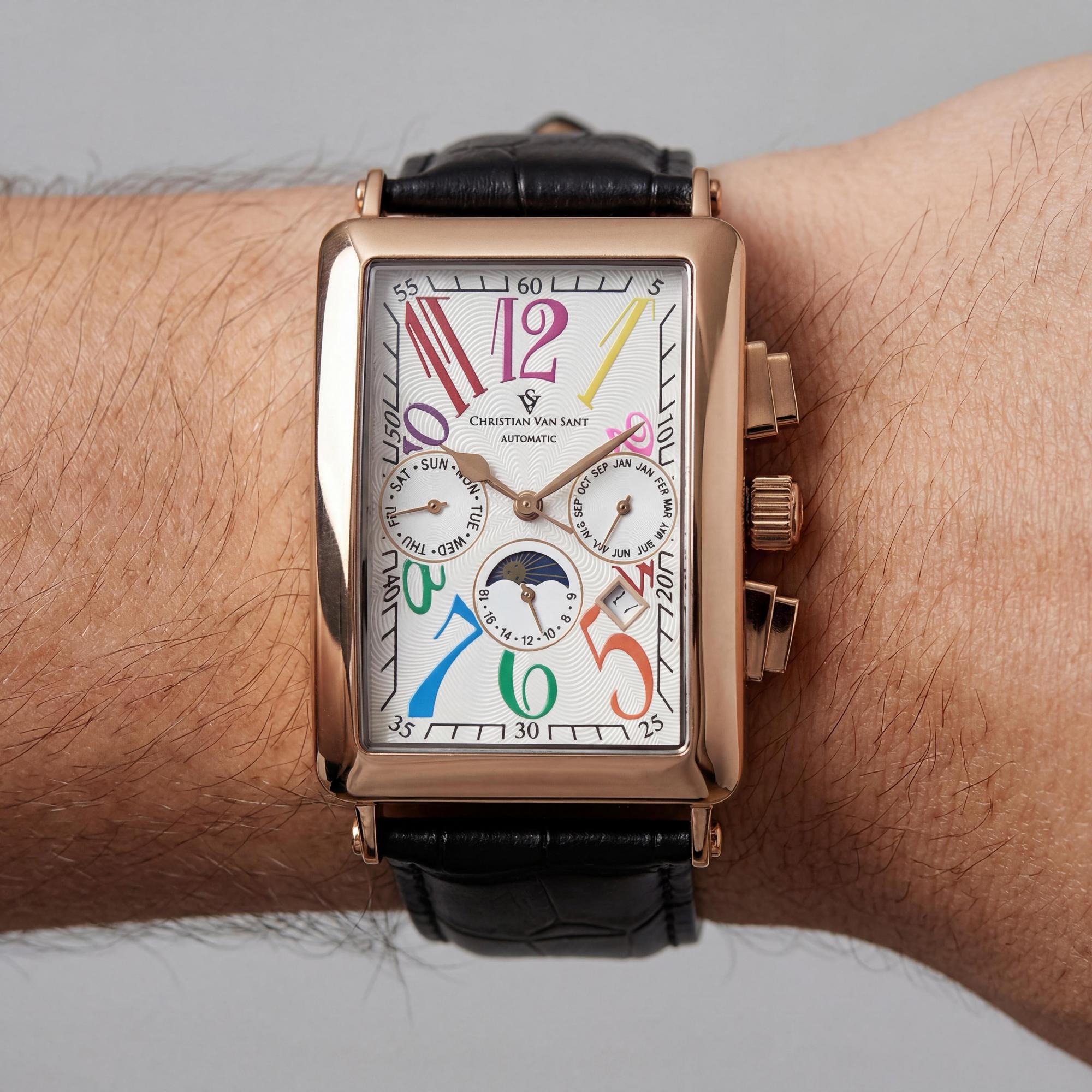 Reloj de hombre moderno Christian Van Sant, esfera blanca de acero inoxidable de 40 mm, Photo 3