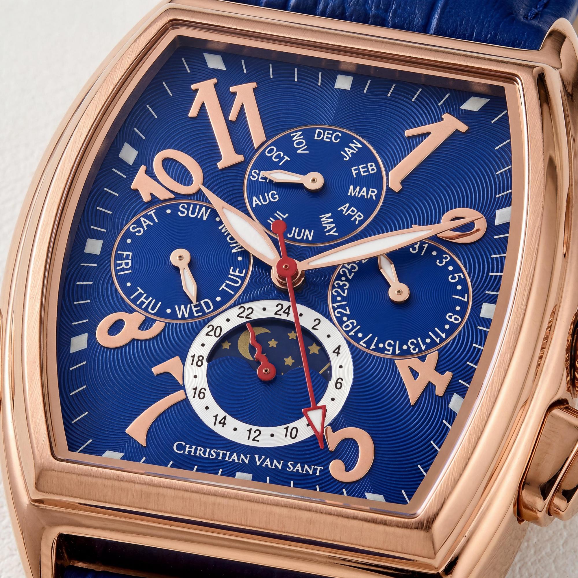 Reloj de hombre moderno Christian Van Sant, esfera azul de acero inoxidable de 40 mm, Photo 2