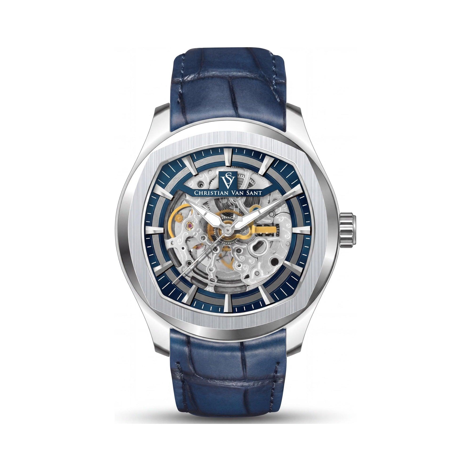 Reloj Christian Van Sant Modern para hombre, esfera azul de acero inoxidable de 40 mm, Photo 1