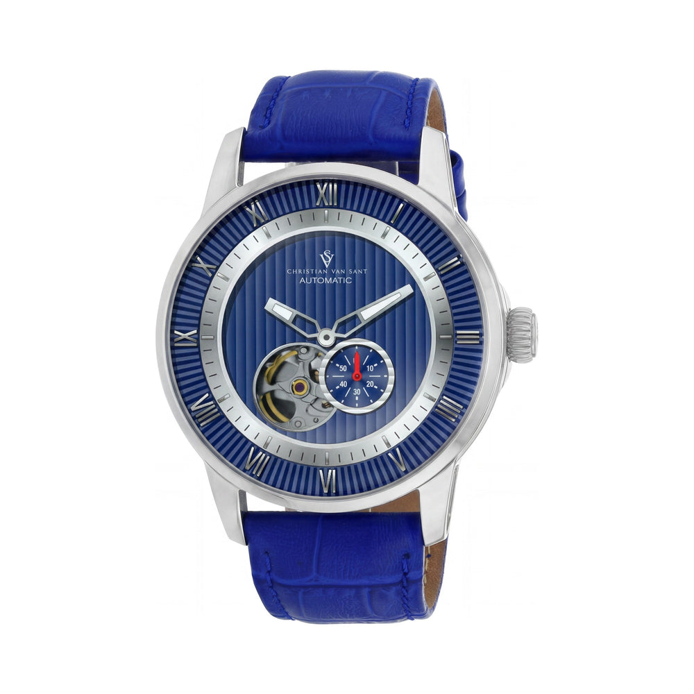 Christian Van Sant Modern Blue Dial Stainless Steel Men's Watch, 40mm