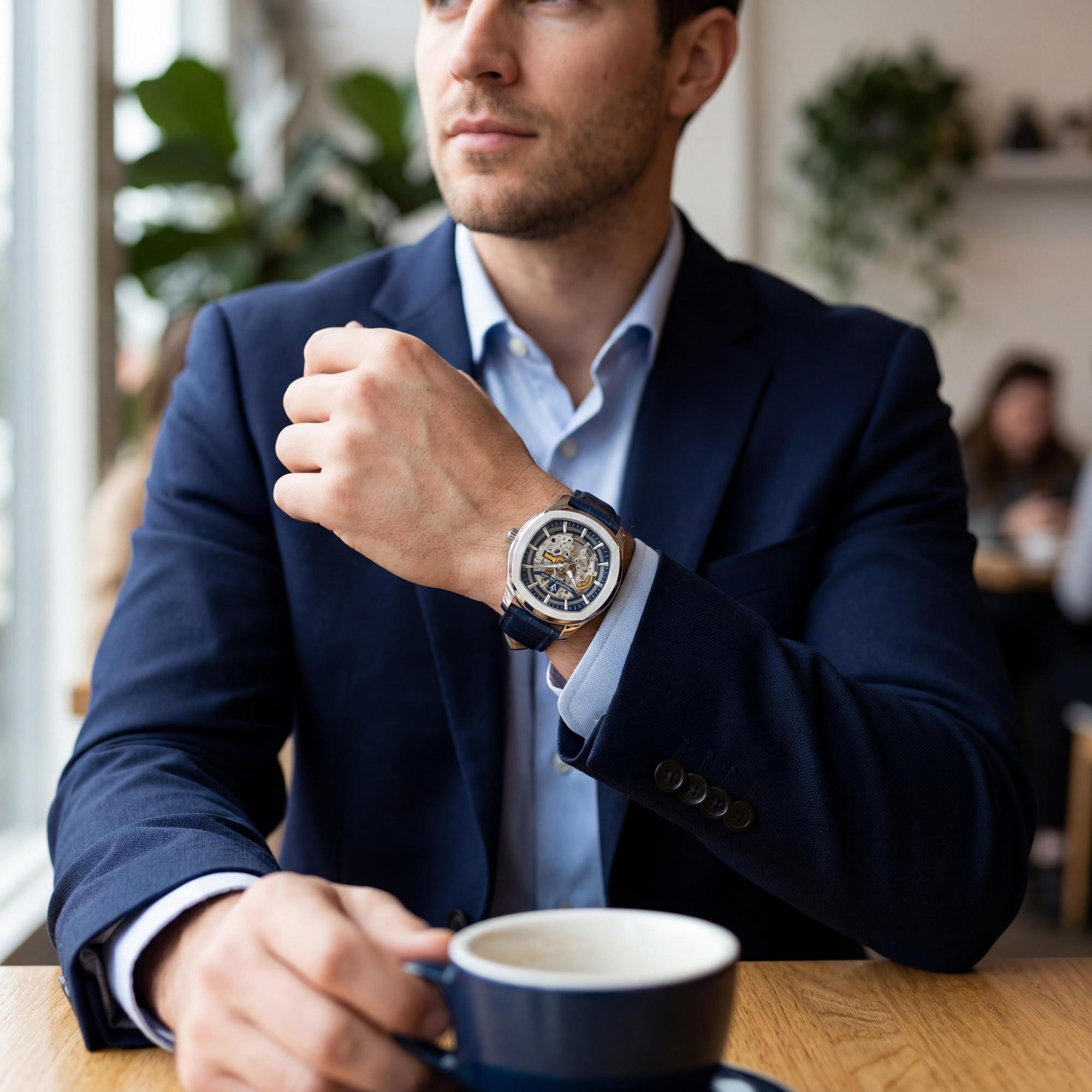 Reloj Christian Van Sant Modern para hombre, esfera azul de acero inoxidable de 40 mm, Photo 4