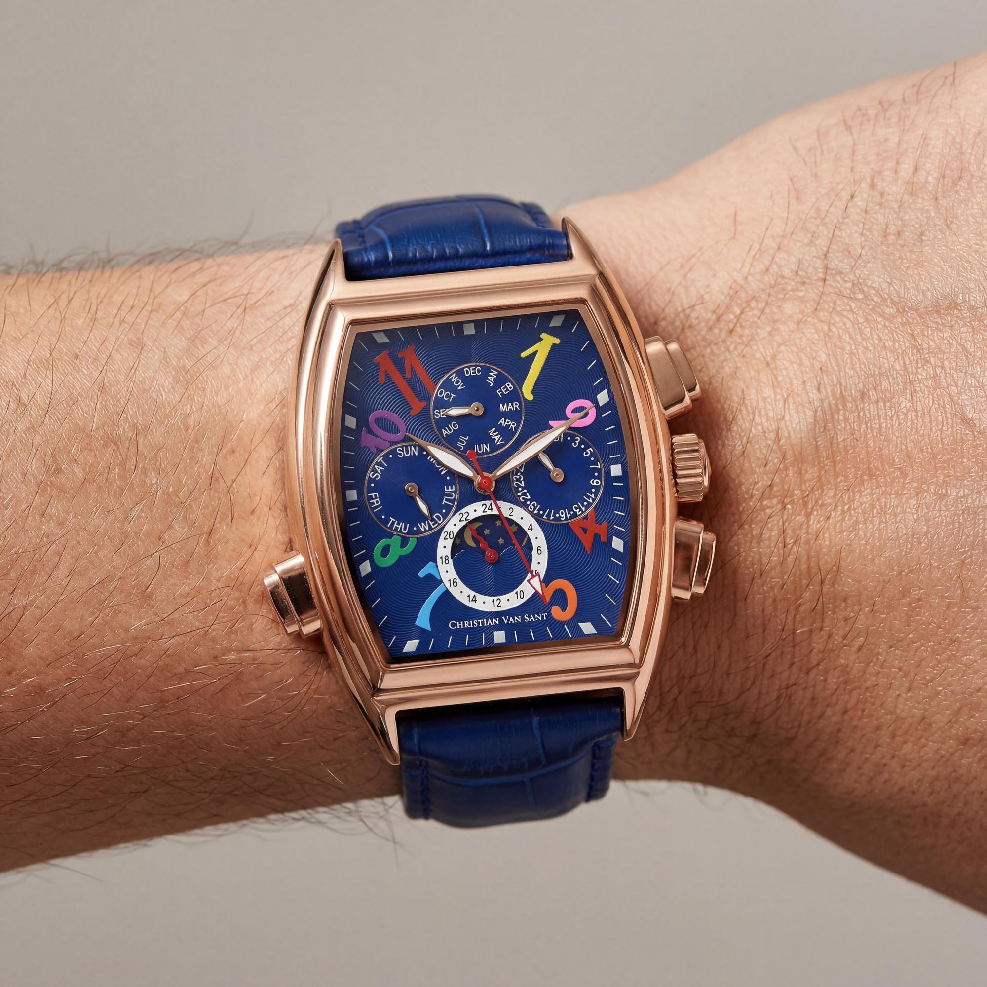 Christian Van Sant Modern Men's Watch, Blue Dial Stainless Steel 45mm, Photo 3