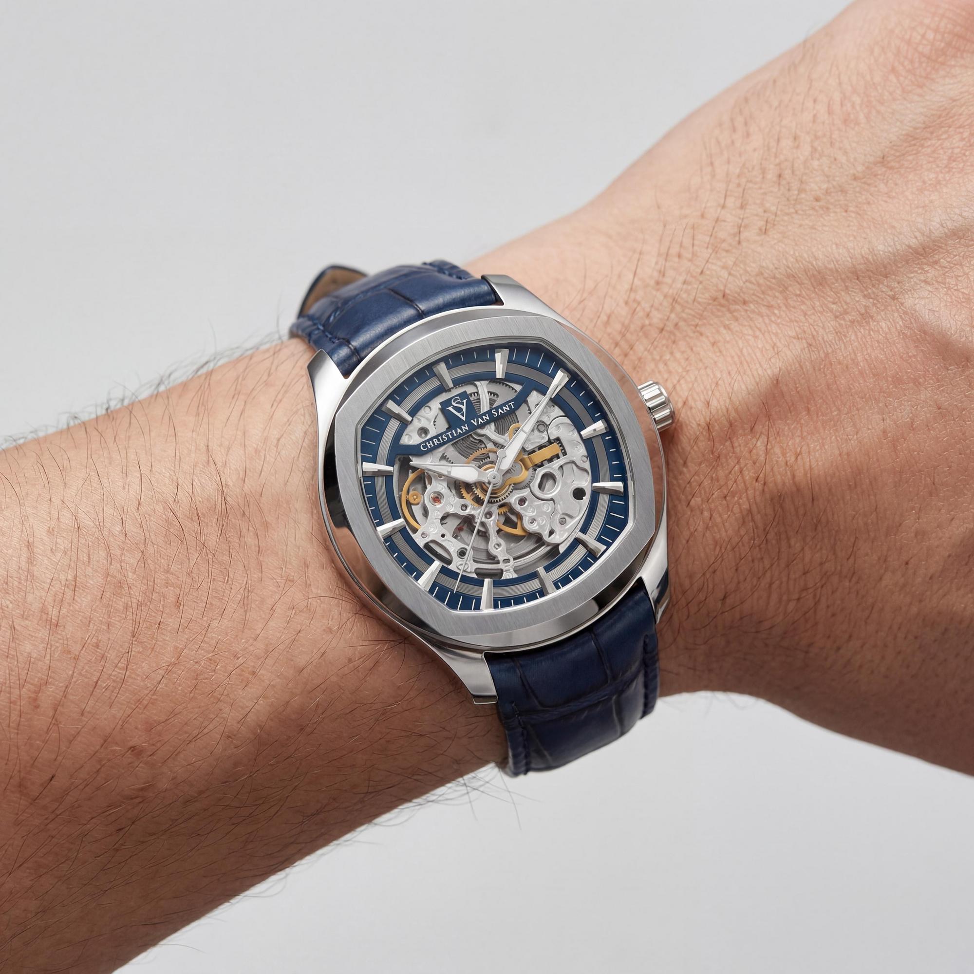 Reloj Christian Van Sant Modern para hombre, esfera azul de acero inoxidable de 40 mm, Photo 3