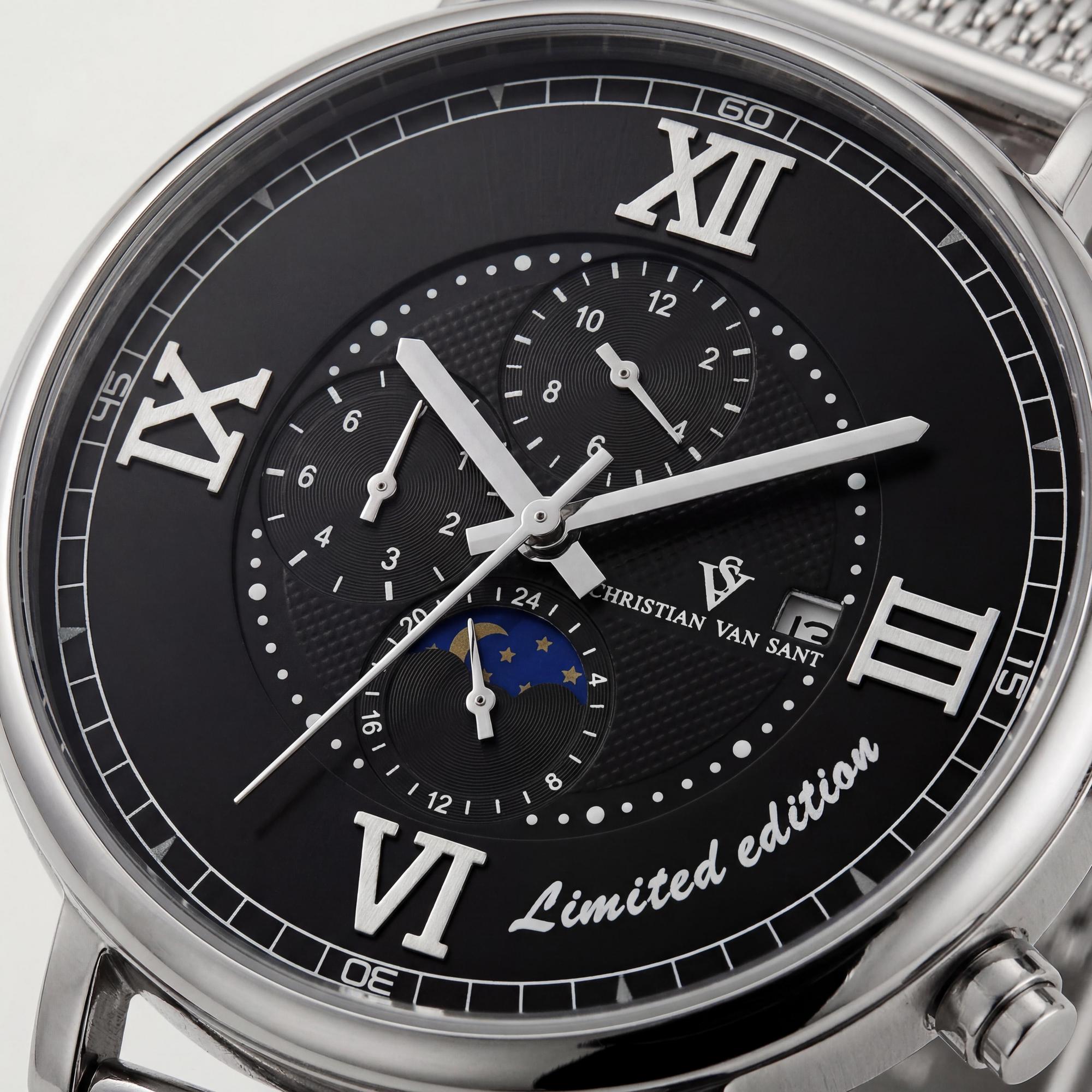Christian Van Sant Men's Watch, Black Dial Stainless Steel 40mm, Photo 2