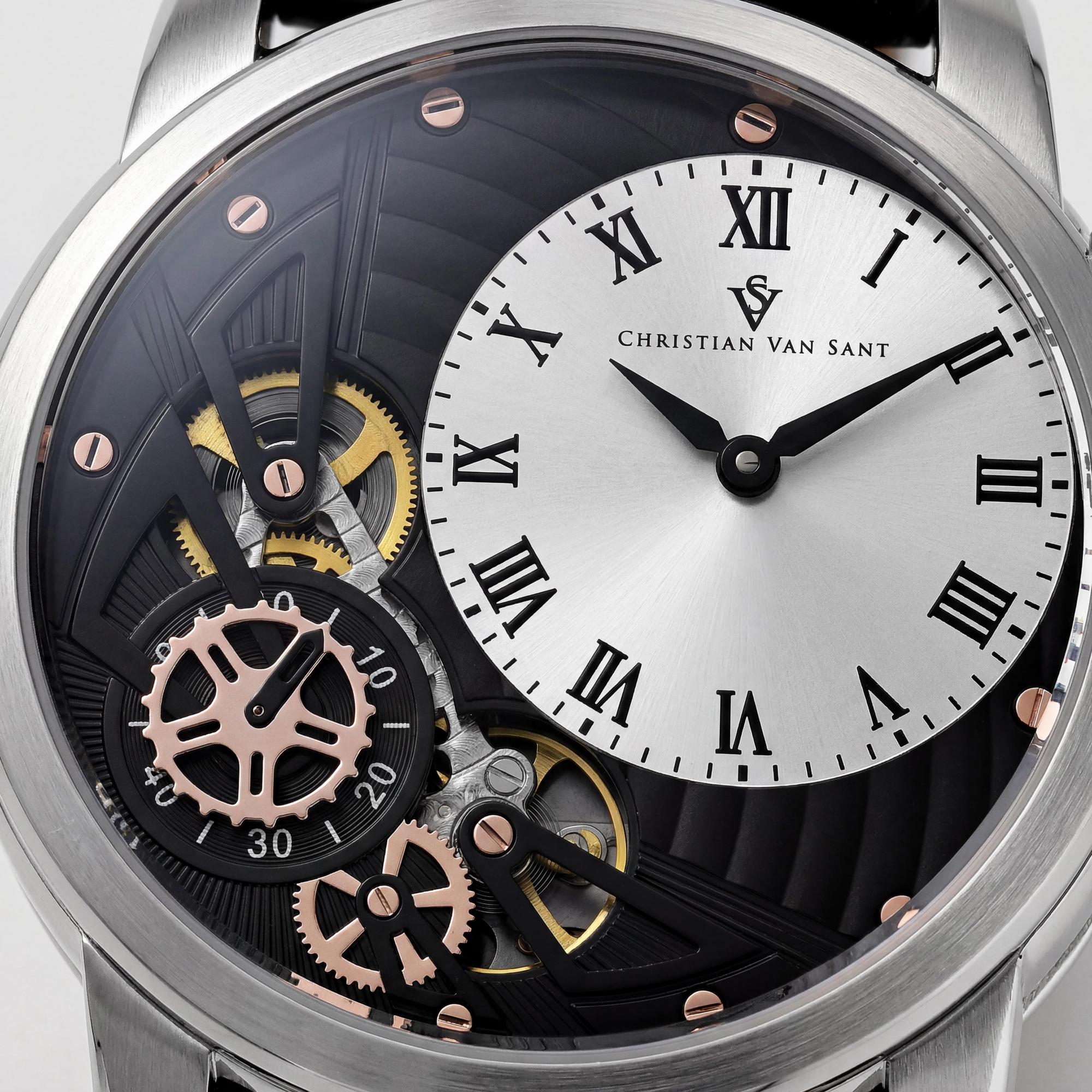 Reloj de hombre Christian Van Sant, esfera plateada de acero inoxidable de 44 mm, Photo 2