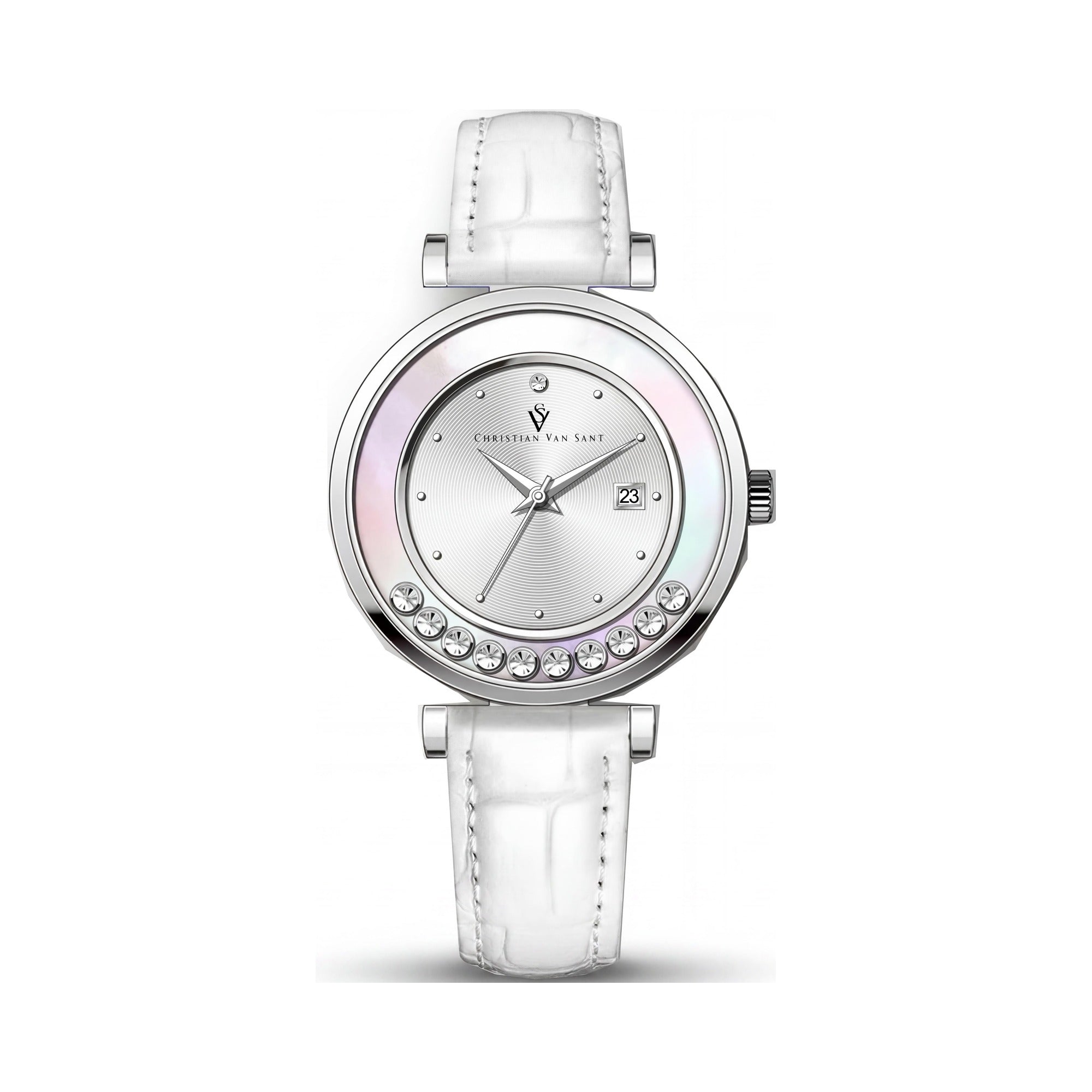Reloj Christian Van Sant para mujer, esfera plateada, acero inoxidable de 40 mm, Photo 1