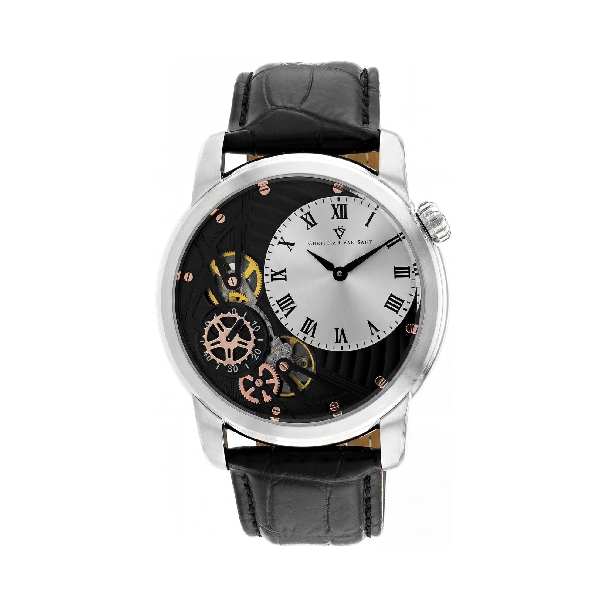 Reloj de hombre Christian Van Sant, esfera plateada de acero inoxidable de 44 mm, Photo 1