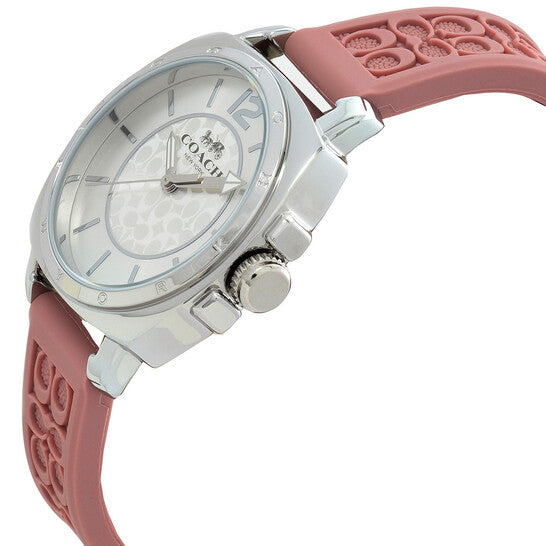 Reloj COACH Boyfriend de cuarzo con esfera plateada para mujer, color rosa