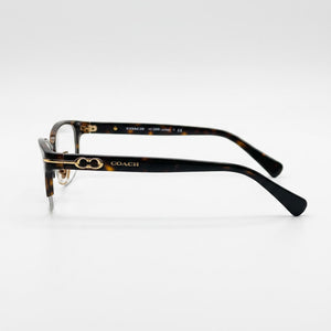 Coach Hc 5058 Oval Eyeglasses Women — side view, Brown Composite temples