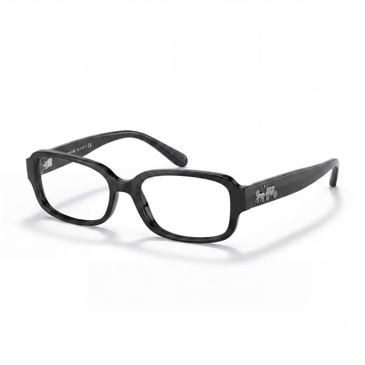Lentes oftálmicos Coach Hc 6105, armazón negro con metal pavonado y logotipo ovalado para mujer, 51 mm, Photo 1
