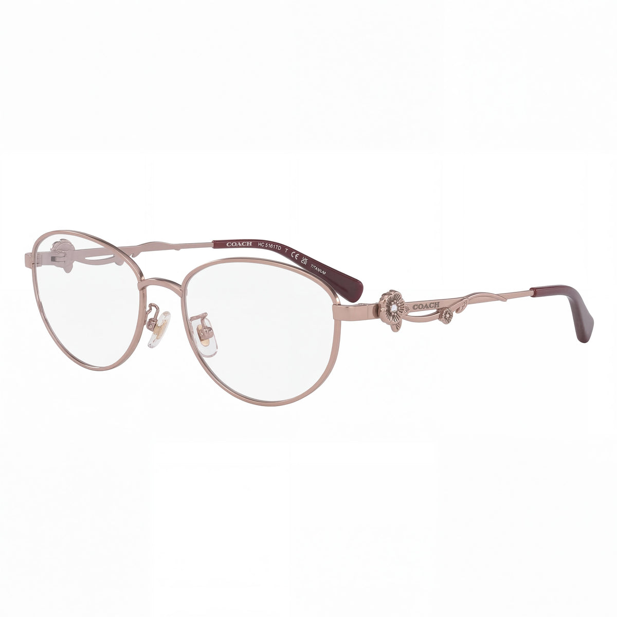 Monturas de gafas COACH Hc5161td de titanio ovalado brillante oro rosa para mujer de 54 mm, Photo 1