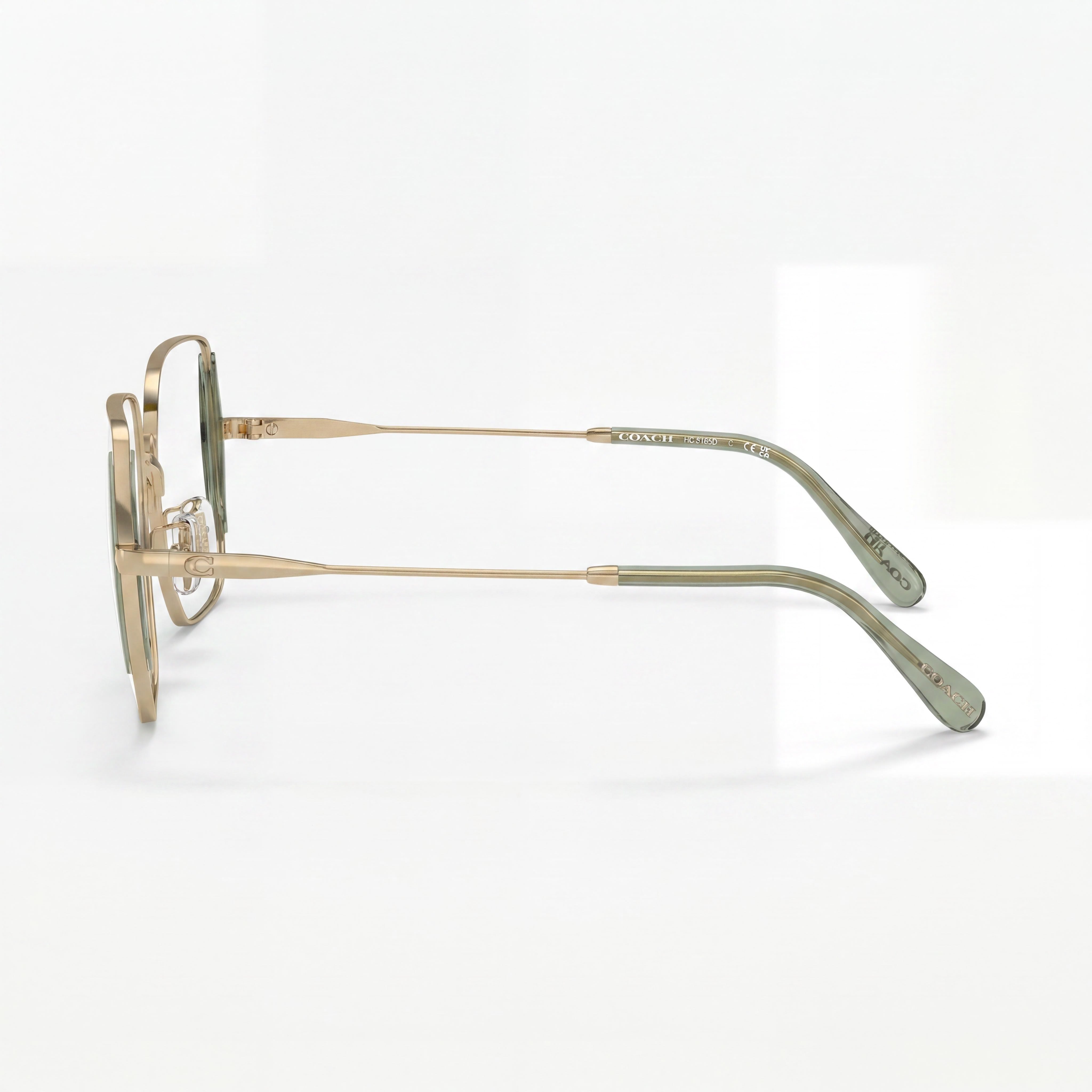 Gafas graduadas Coach Hc5165d para mujer, cuadradas, de metal, extragrandes, doradas brillantes, 53-18-145, Photo 2