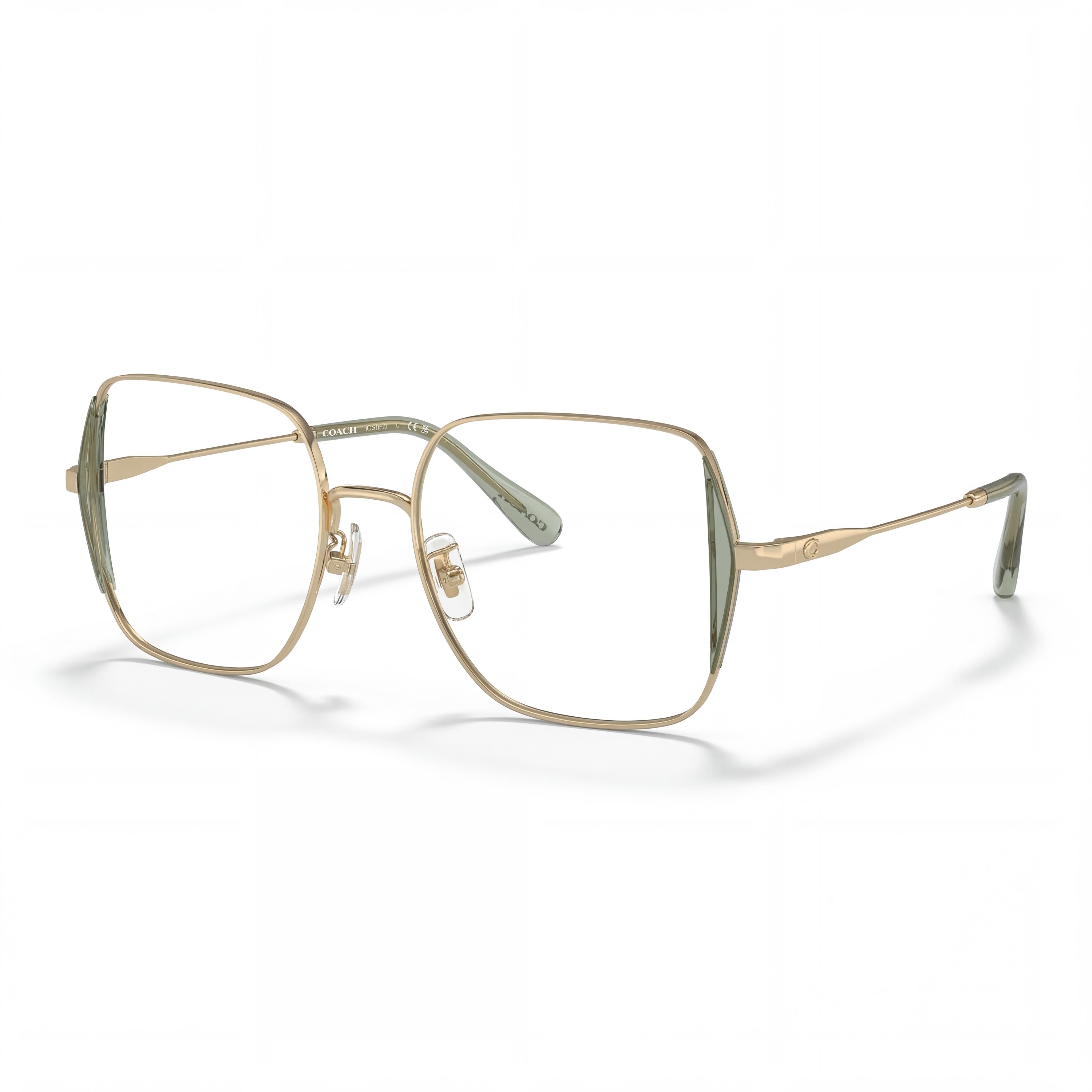 Gafas graduadas Coach Hc5165d para mujer, cuadradas, de metal, extragrandes, doradas brillantes, 53-18-145, Photo 1