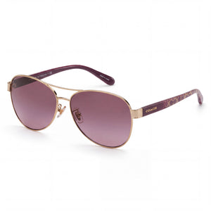 Coach HC7115 Gold Aviator Sunglasses for Women, Pink Mirrored lens