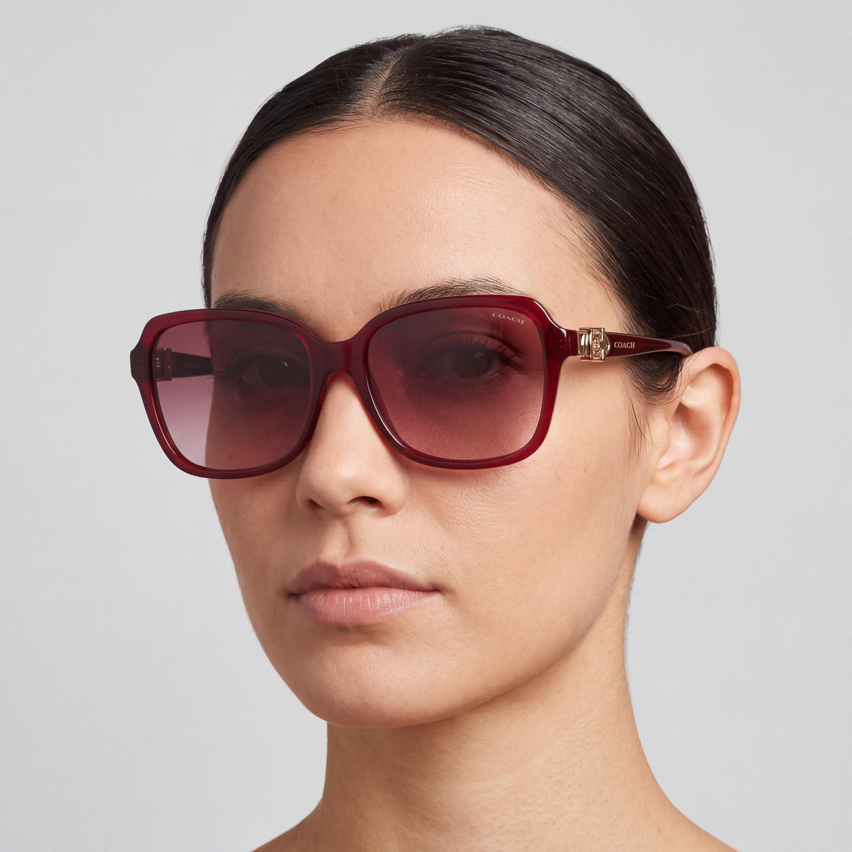 Coach HC8179 Burgundy Gold Logo Square Sunglasses for Women, 58mm, Photo 5