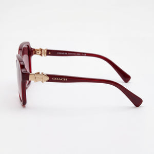 Coach HC8179-5393G2-58 Square Sunglasses Women — side view, Non-Polarized Burgundy Gradient lens