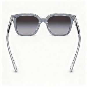 Coach HC8381U Square Sunglasses Women — side view, Non-Polarized Light Grey Gradient lens