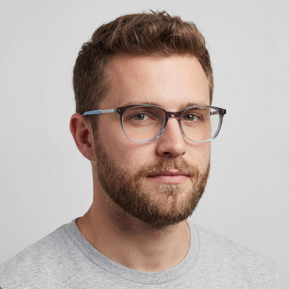 Gafas graduadas rectangulares Cole Haan con degradado azul para hombre, metal 52mm, Photo 4