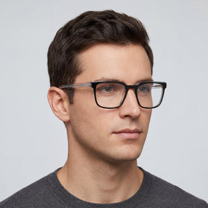 Cole Haan Ch4506 Rectangle Eyeglasses Men — side view, Transparent Metal temples