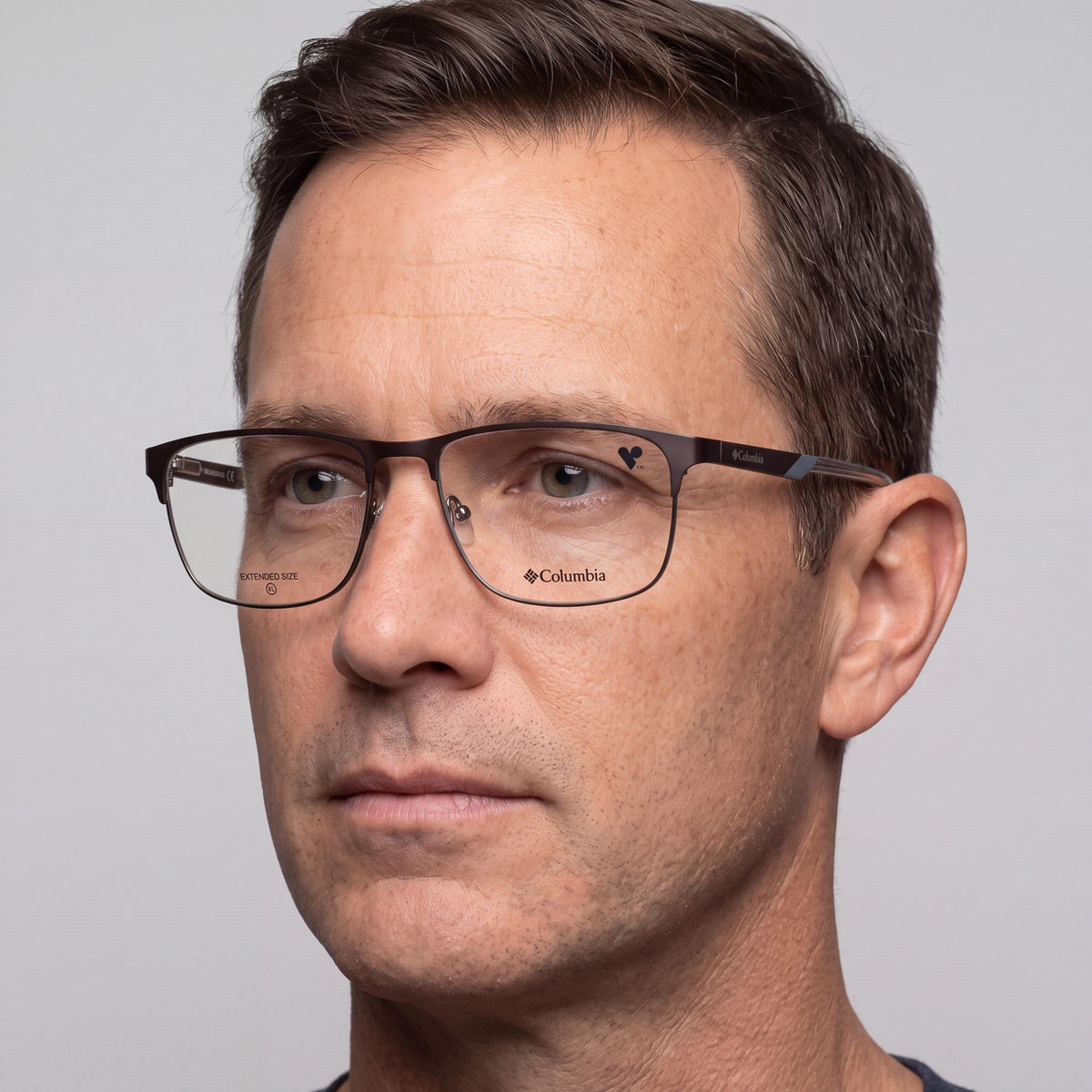 Columbia C3045 201 Matte Brown Rectangle Eyeglasses for Men, Metal, Photo 3