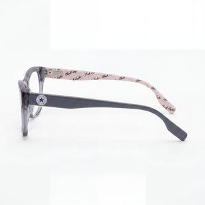 Converse CV5003 Square Eyeglasses Women — side view, Gray Acetate temples