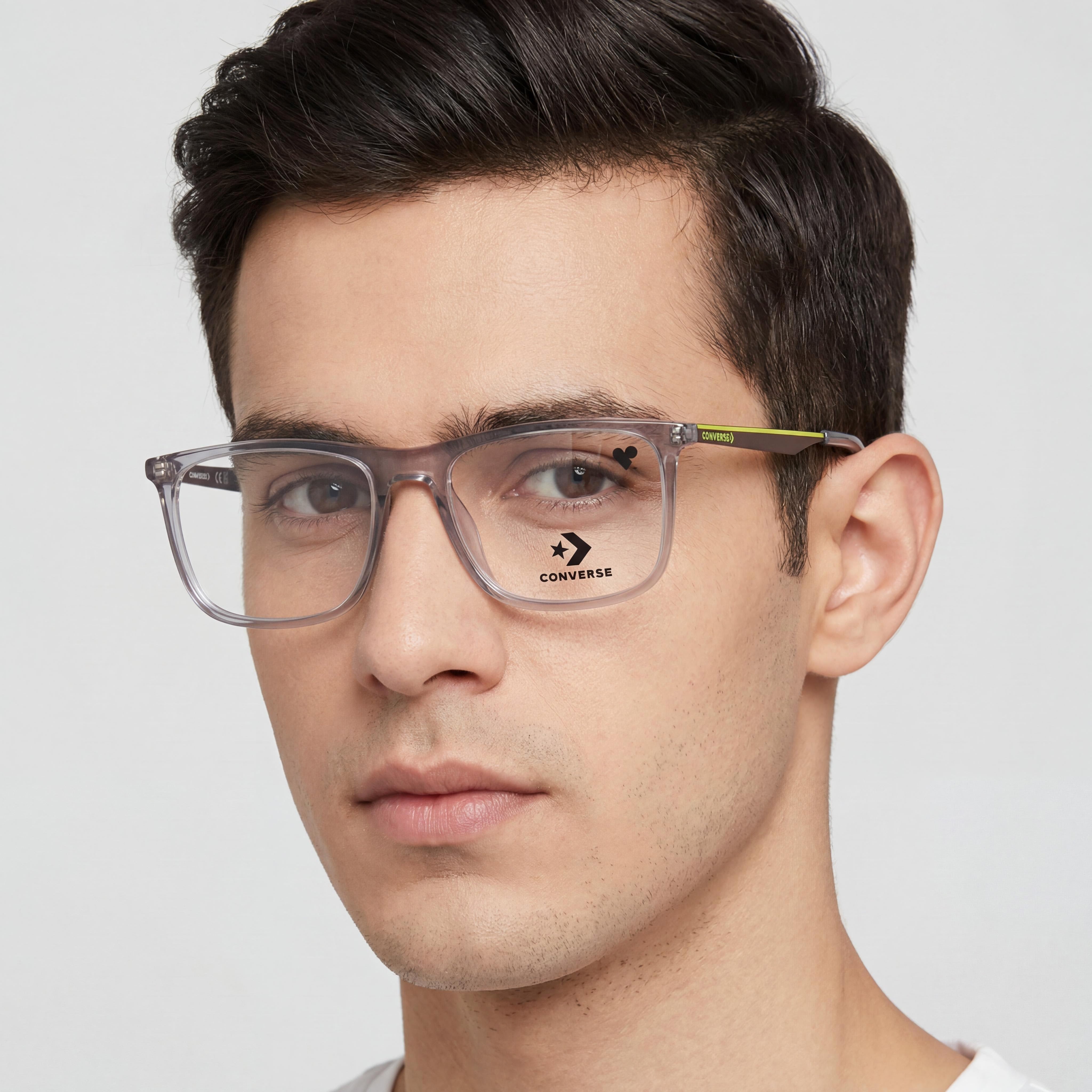 Converse CV8006 Transparent Rectangle Eyeglasses for Men, Plastic 56mm, Photo 4