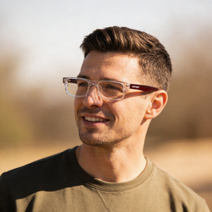 Converse Rectangle Eyeglasses Men — side view, Transparent Plastic temples