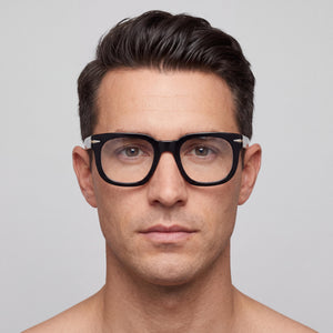 David Beckham 7123 Square Eyeglasses Men — side view, Black Acetate temples