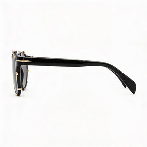 David Beckham Square Eyeglasses Unisex — side view, Black Acetate temples