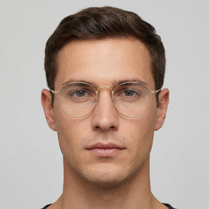 David Beckham Db 1015 Round Eyeglasses Unisex — side view, Gold Stainless Steel temples