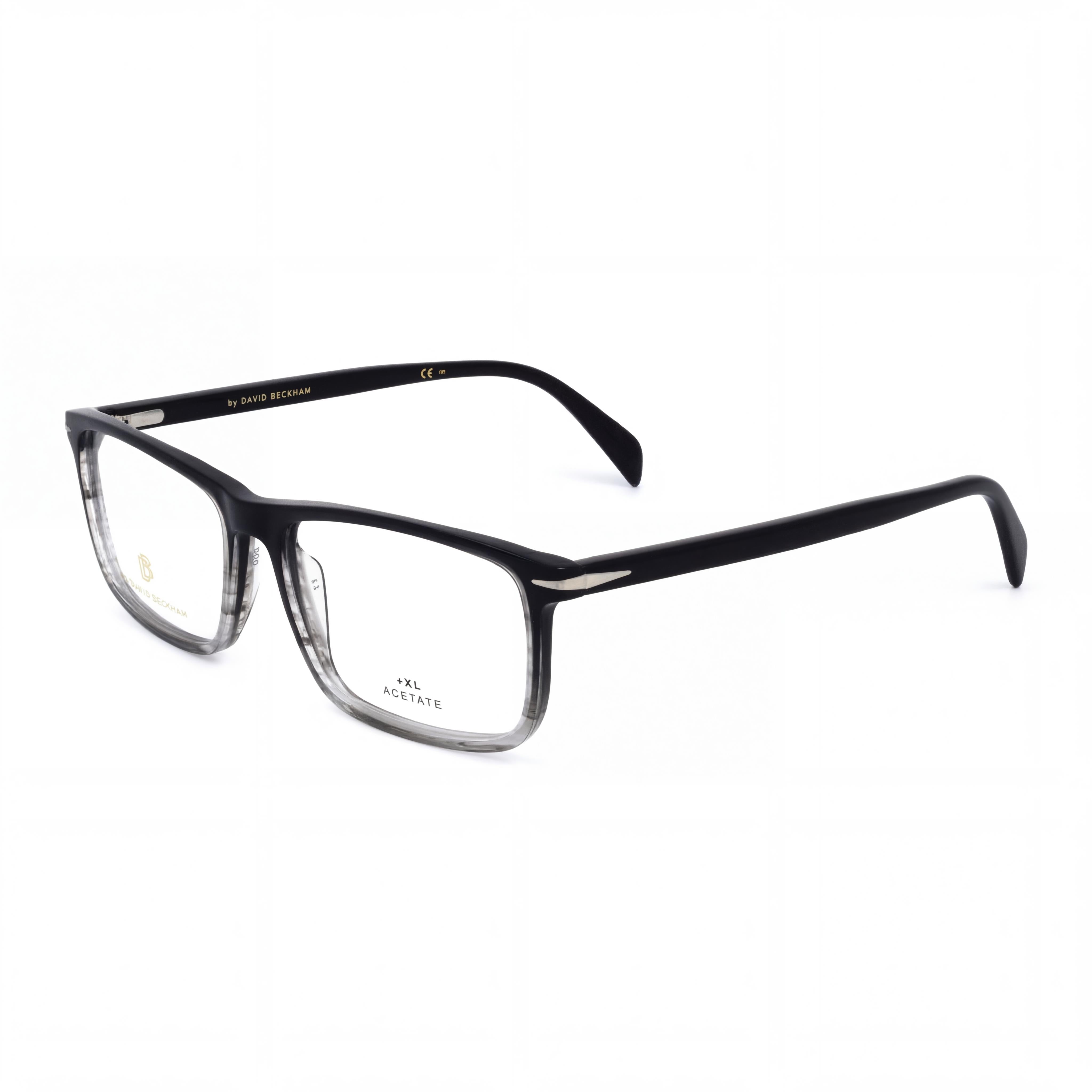 David Beckham DB 1019 Black Rectangle Eyeglasses for Men, Acetate 57mm, Photo 1