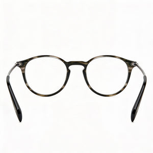David Beckham Db 1049 Round Eyeglasses Unisex — side view, Grey Horn Plastic temples