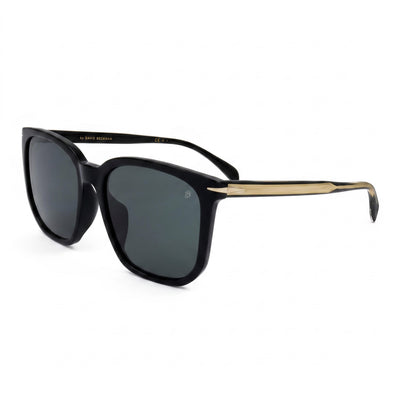 David Beckham DB 1071/F/S Black Square Sunglasses for Men, Black Gold lens