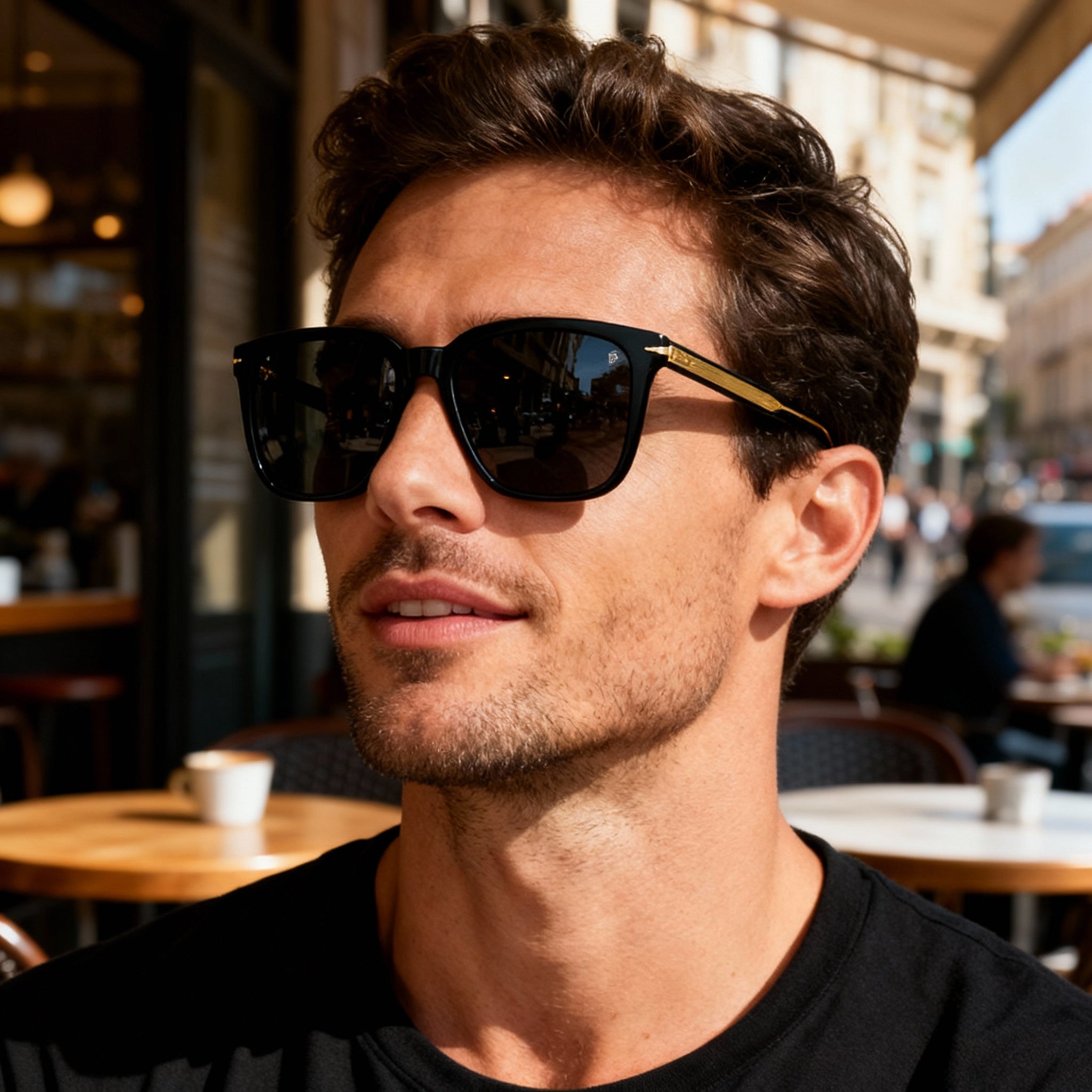 David Beckham DB 1071/F/S Black Gold Square Sunglasses for Men, 57mm, Photo 3