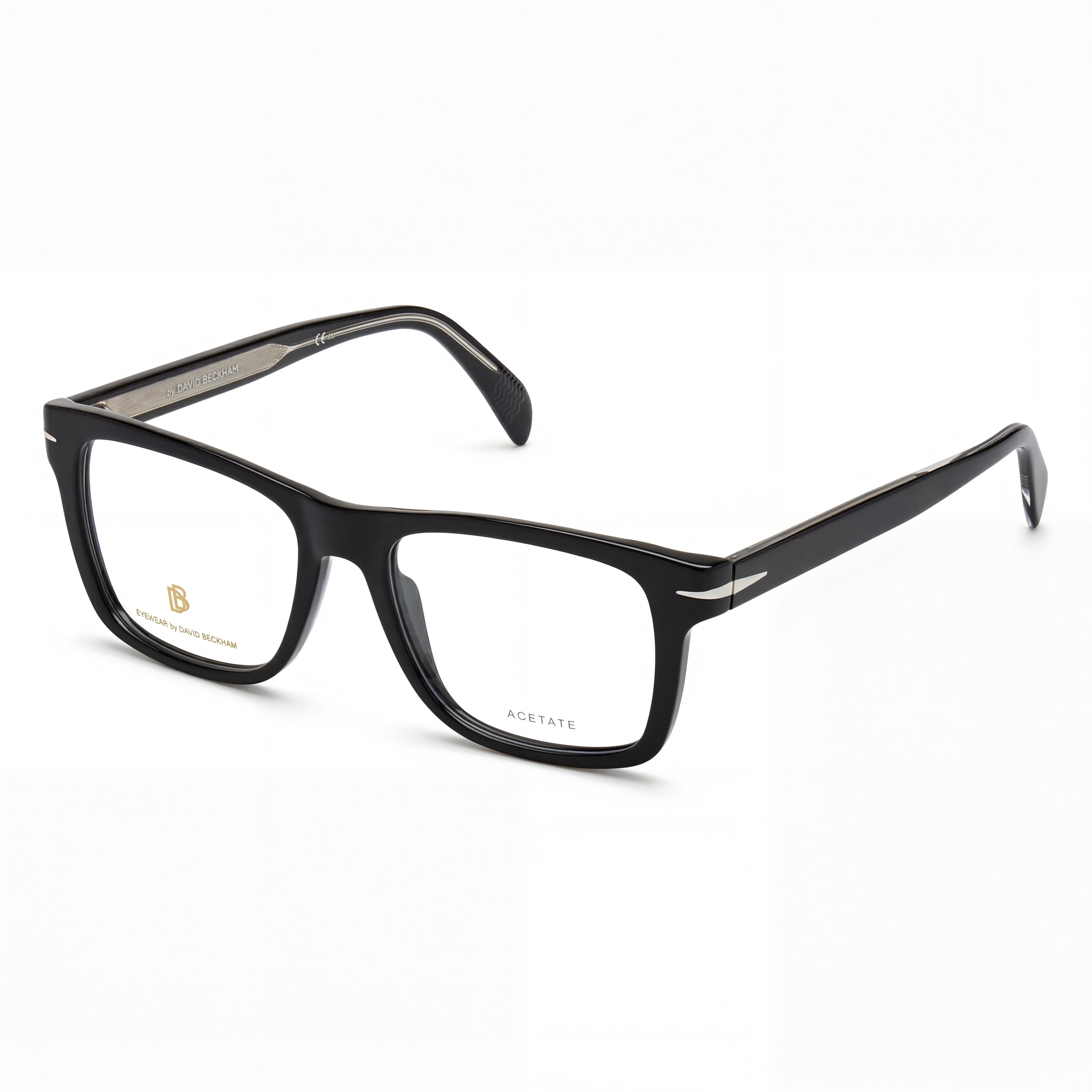 David Beckham DB 1073 Black Silver Square Unisex Eyeglasses, 52mm, Photo 1