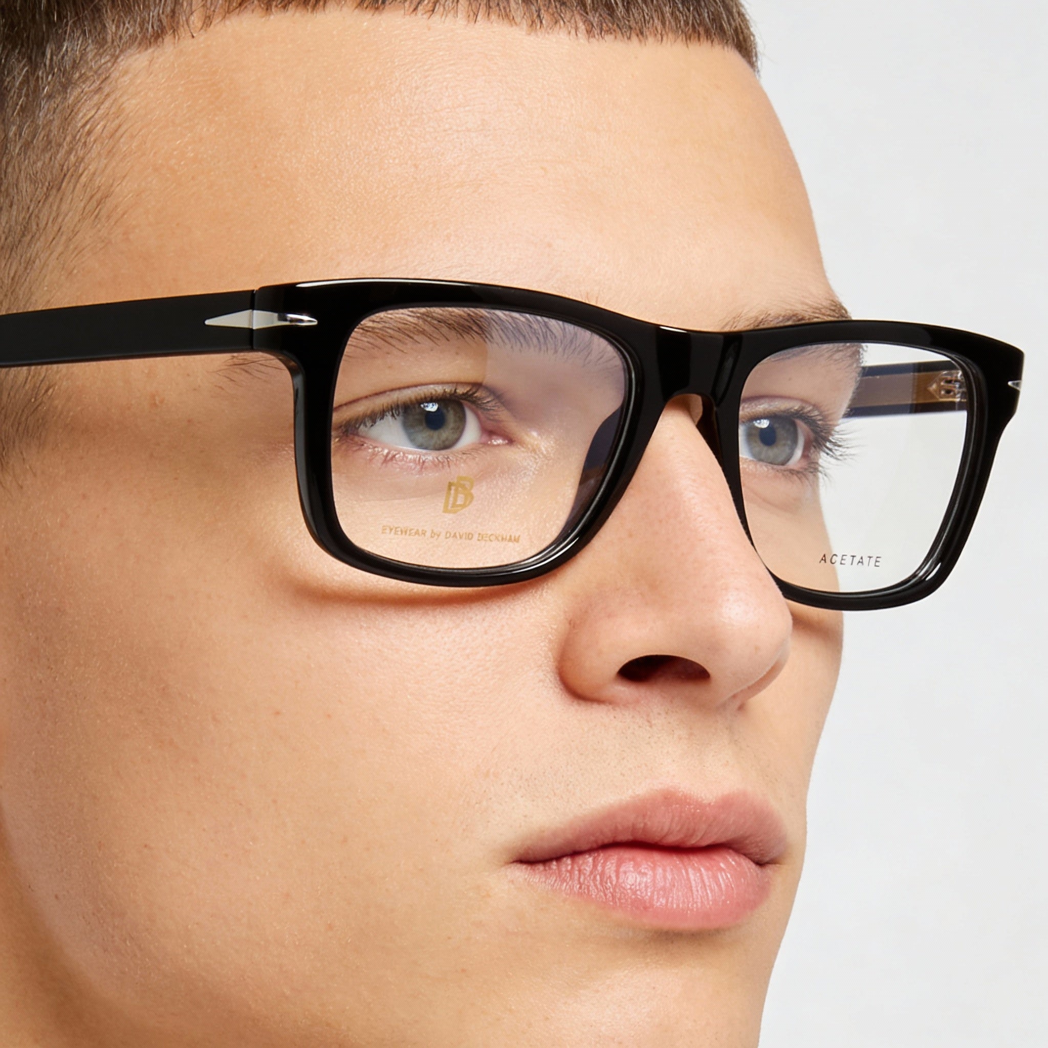 David Beckham DB 1073 Black Silver Square Unisex Eyeglasses, 52mm, Photo 3