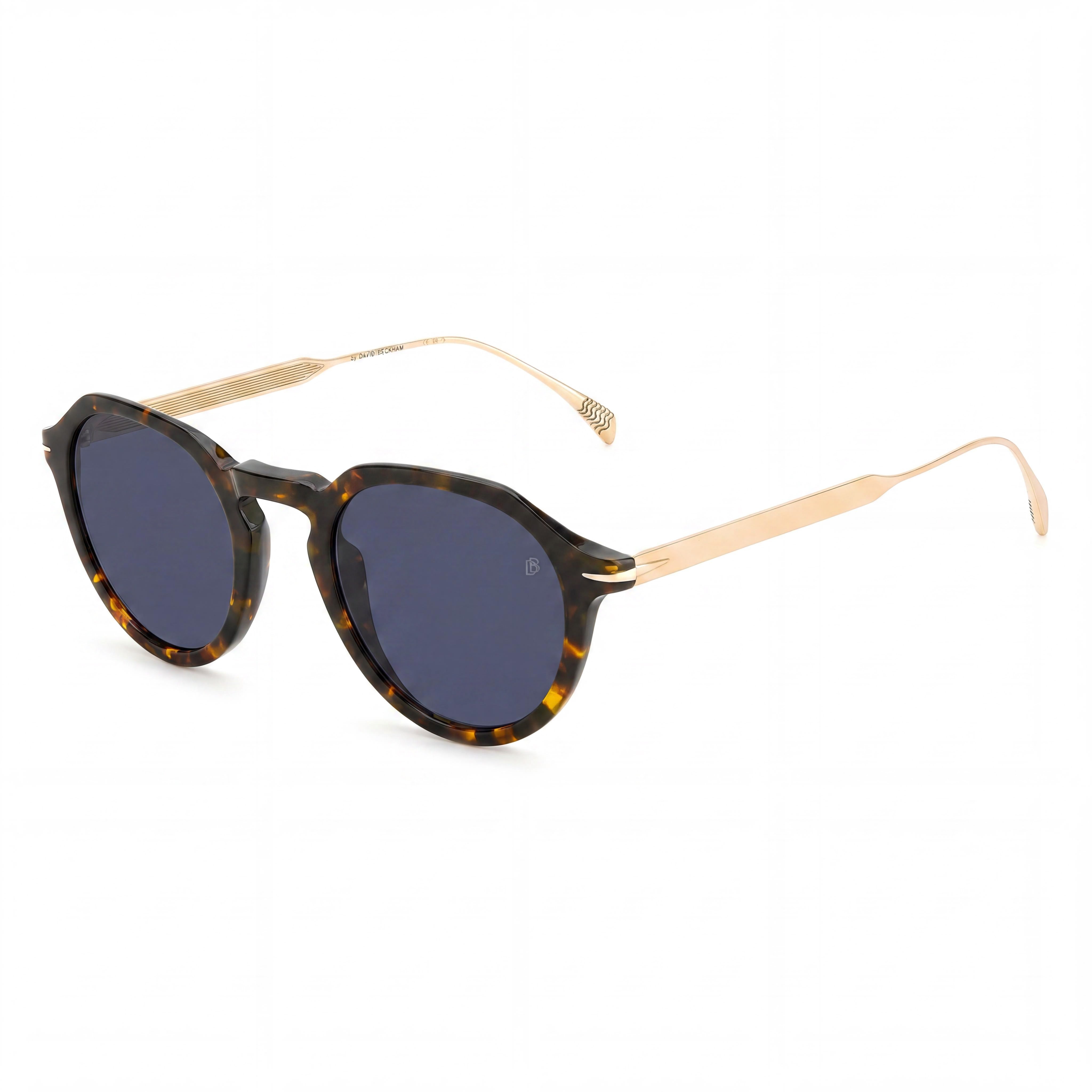 David Beckham DB 1098/S Havana Gold Round Sunglasses for Men, 49mm, Photo 1