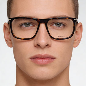 David Beckham DB 1108 Rectangle Eyeglasses Unisex — side view, Havana Acetate temples