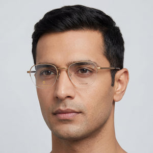 David Beckham Db 1109/G Round Eyeglasses Unisex — side view, Matte Gold Titanium temples