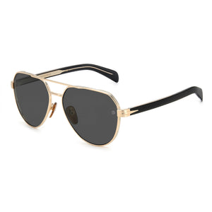 David Beckham DB 1121/G/S Gold Aviator Sunglasses for Women, Gold Black lens