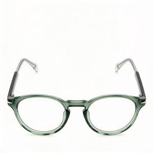 David Beckham DB 1122 Round Eyeglasses Men — side view, Green Acetate temples
