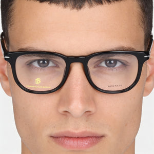 David Beckham DB 1123 Rectangle Eyeglasses Men — side view, Black Plastic temples