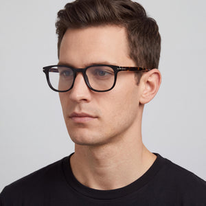 David Beckham Db 1123 Square Eyeglasses Men — side view, Black Havana Plastic temples