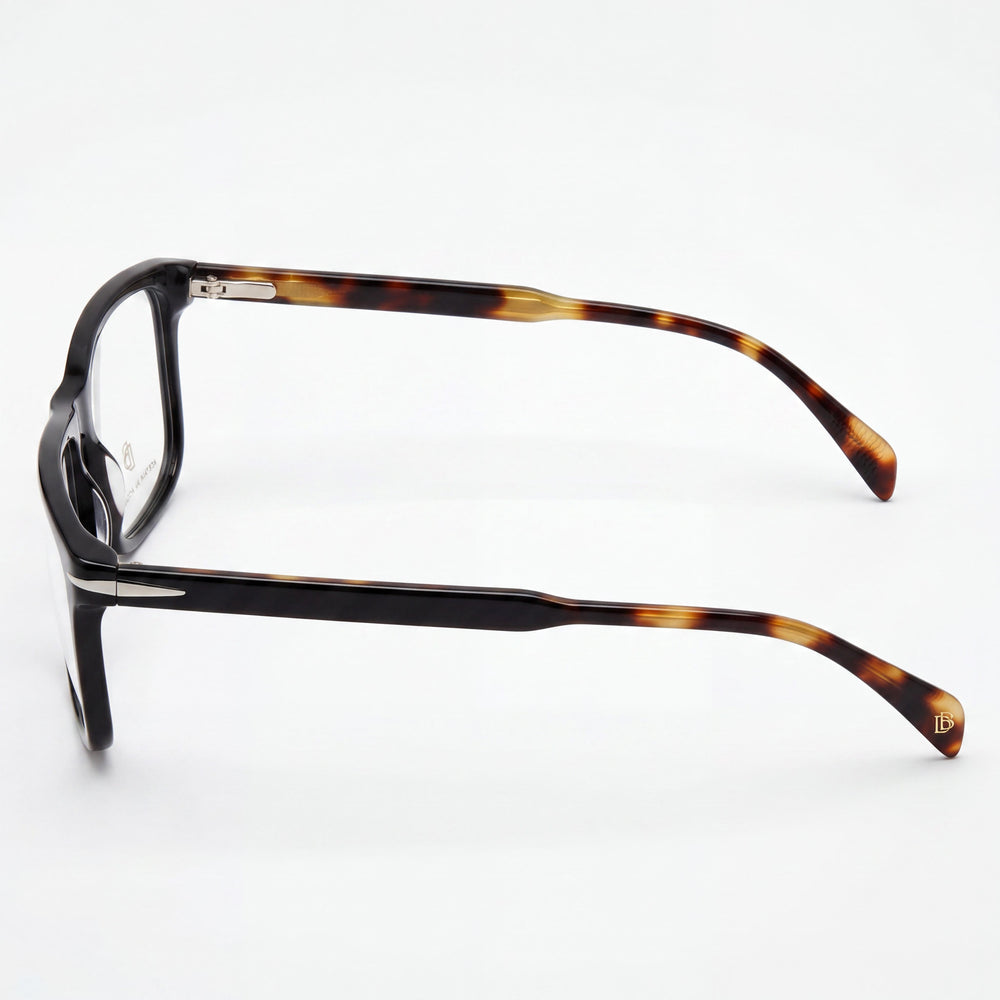 David Beckham DB 1124 Square Eyeglasses Women — side view, Havana Acetate temples