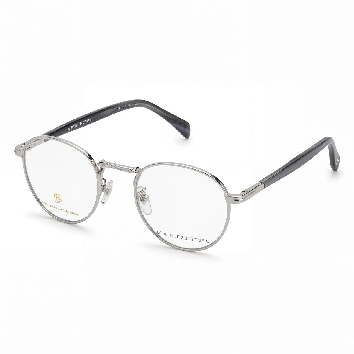 David Beckham Db 1127 Rut Grey Horn Round Eyeglasses for Men, 51mm, Photo 1