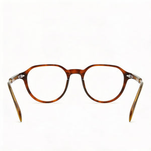 David Beckham Db 1136 Round Eyeglasses Men — side view, Havana Plastic temples