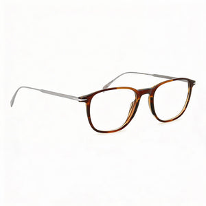 David Beckham DB 1148 Square Eyeglasses Men — side view, Brown Horn Ruthenium Light Acetate temples