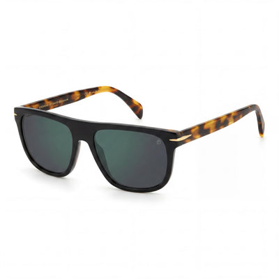 David Beckham DB 7111/S Black Square Sunglasses for Men, Green Mirror lens