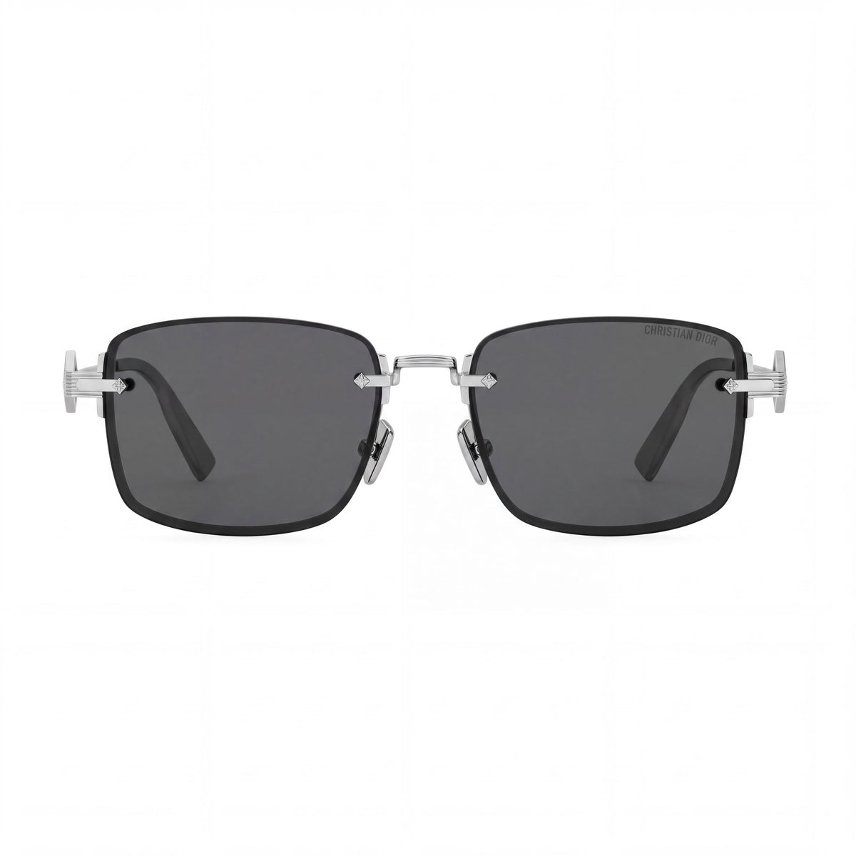 Gafas de sol Dior S11U F0A0 para hombre, cuadradas y sin montura, de metal plateado con lentes espejadas grises, lentes de 54 mm y puente de 16 mm, Photo 2