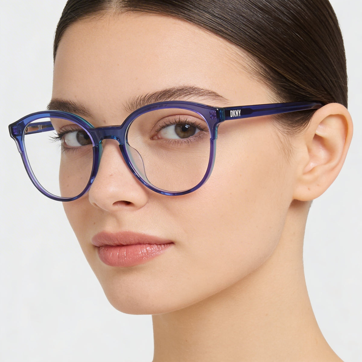 Gafas graduadas redondas para mujer DKNY DK5070 Triple Blue, acetato de 50 mm, Photo 4